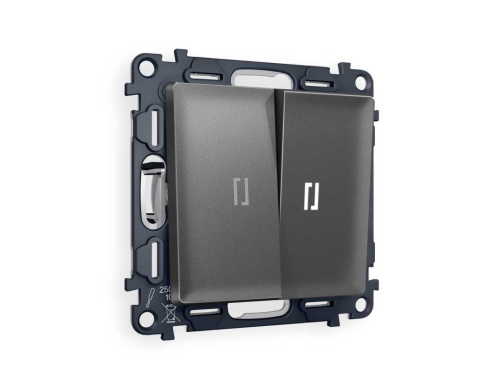 Комплект механизма 2-кл выключателя AMBRELLA VOLT с подсветкой 5600K ALFA Антрацит серый QUANT (AP6540, VM115, G14W) MA654015