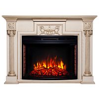 Каминокомплект LONDON/ЛОНДОН Бежевый дуб с золотой патиной с очагом Электроочаг FIRESPACE/ФАЕРСПЕЙС 33