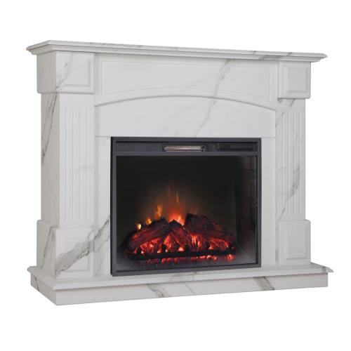 Каминокомплект CAROLINA/БОСТОН Мрамор белый с очагом Электроочаг SPARTA 25.5 фото 2
