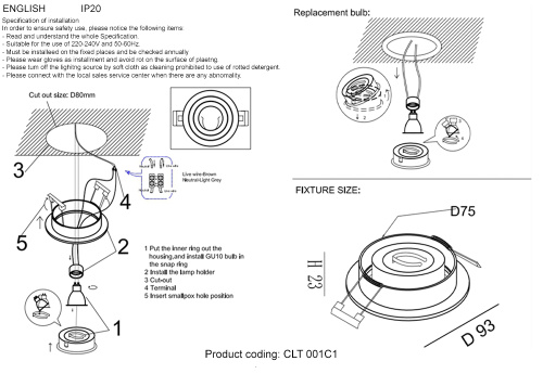 Светильник встраиваемый Crystal Lux CLT 001C1 WH фото 2