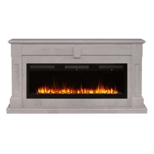 Каминокомплект KELLIE/БРИСТОЛЬ Бетон светлый с очагом Электроочаг EMERALD/ЭМЕРАЛЬД 50