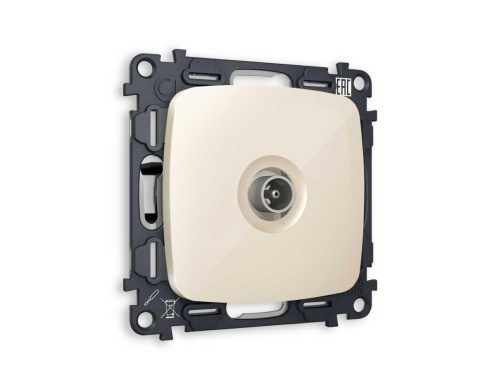 Комплект механизма TV розетки проходной AMBRELLA VOLT OMEGA Бежевый глянец 5-1000 MHz 4dB QUANT (OP3130, VM211) MO313030