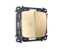 Комплект механизма 2-кл выключателя AMBRELLA VOLT с подсветкой 3200K OMEGA Шампань QUANT (OP6040, VM115, G11Y) MO604010