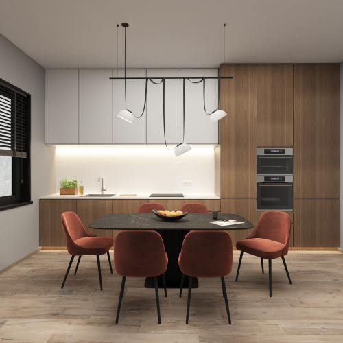 DK5660-WH+BK Cветильник для трека-ремня Belty Smart, серия Flow, со светодиодом, D220*H117мм, 48V DC, 24W, RA90, 120°, 3000-5700K, IP20, белый с черным, алюминий фото 3