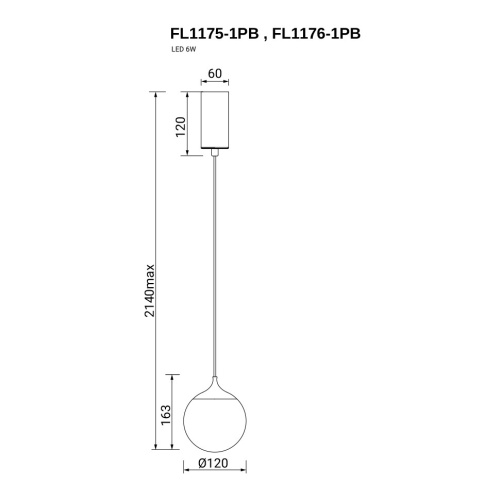 Подвесной светильник Perfectio Chrome FL1176-1PB фото 6