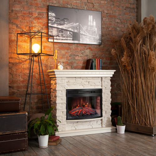 Каминокомплект ELFORD/РАЛЬФ Белый дуб с очагом Электроочаг FIREFIELD 25 фото 5