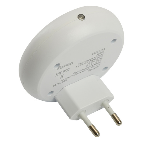 Светильник ночник Feron FN1123 0,5W 230V, белый фото 5
