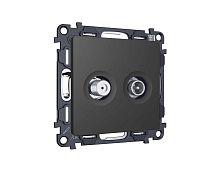 Комплект механизма розетки TV оконечной + SAT 5-862MHz 3.5dB/950-2150MHz 3.5dB Ambrella Volt ALFA Графит мягкое касание QUANT (AP9133, VM217) MA913310