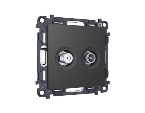 Комплект механизма розетки TV оконечной + SAT 5-862MHz 3.5dB/950-2150MHz 3.5dB Ambrella Volt ALFA Графит мягкое касание QUANT (AP9133, VM217) MA913310