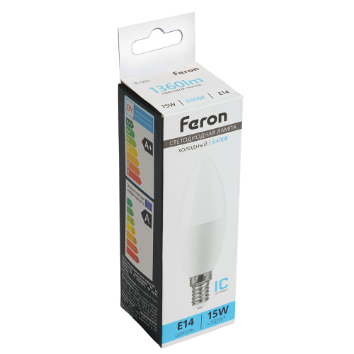 Лампа светодиодная Feron LB-980 Свеча E14 15W 175-265V 6400K фото 4
