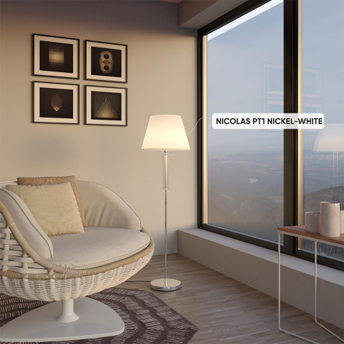 Торшер Crystal Lux NICOLAS PT1 NICKEL/WHITE фото 4