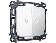Комплект механизма 2-клавишного выключателя с подсветкой 5600K Ambrella Volt OMEGA Белый глянец QUANT (OP1040, VM115, G14W) MO104015