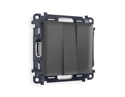 Комплект механизма 3-кл выключателя AMBRELLA VOLT ALFA Графит мягкое касание QUANT (AP9050, VM133) MA905010 Комплект механизма 3-кл выключателя AMBRELLA VOLT ALFA Графит мягкое касание QUANT (AP9050, VM133) MA905010