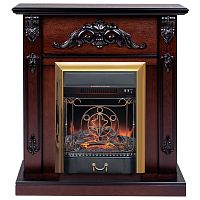 Электрокамин RealFlame Anita AO античный дуб с очагом Majestic Lux Brass