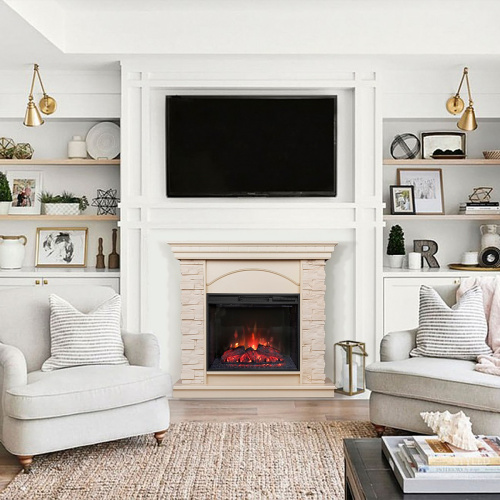 Каминокомплект ELFORD/РАЛЬФ Белый дуб с очагом Электроочаг SPARTA 25.5 фото 4