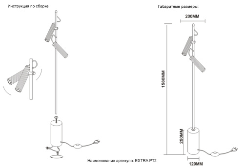 Торшер Crystal Lux EXTRA PT2 фото 2 Торшер Crystal Lux EXTRA PT2 фото 2