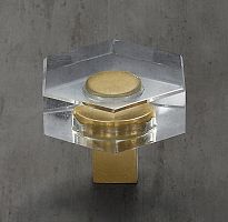 Ручка-кнопка Lambeth Crystal Hex. d.3.2 Lac.Burnished Brass