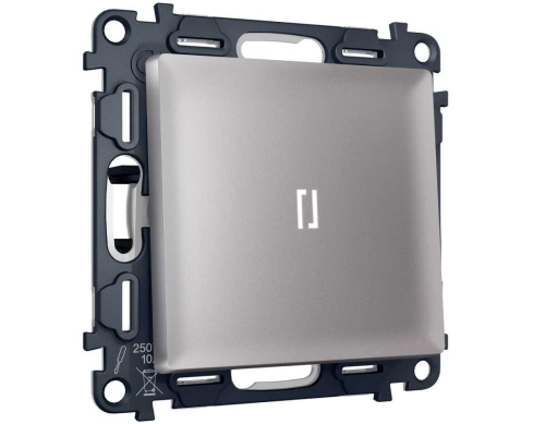 Комплект механизма 1-клавишного выключателя с самовозвратом с подсветкой 5600K Ambrella Volt ALFA Сталь матовый QUANT (AP5020, VM113, G14W) MA502055