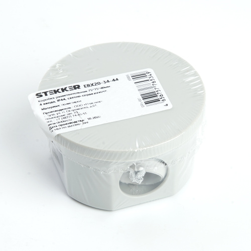 Коробка разветвительная STEKKER EBX20-34-44, 75*75*40мм, 4 ввода, IP44, светло-серая (GE41237) фото 4