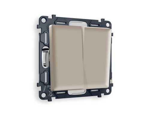 Комплект механизма 2-кл проходного выключателя AMBRELLA VOLT ALFA Серо-бежевый матовый QUANT (AP3630, VM120) MA363020