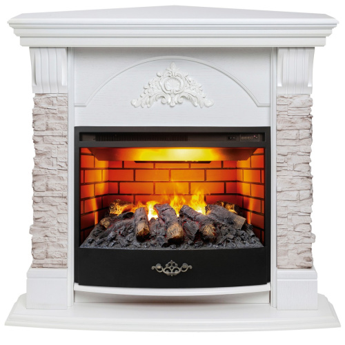 Электрокамин RealFlame Athena Corner GR белый с очагом 3D Firestar 25,5