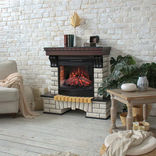 Каминокомплект COUNTRY/БРУКЛИН Античный дуб с очагом Электроочаг FIREFIELD 25 фото 3