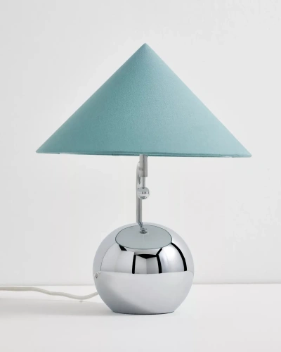 Серебристая лампа "Шанталь" с мятным конусным абажуром