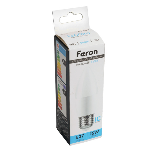 Лампа светодиодная Feron LB-980 Свеча E27 15W 175-265V 6400K фото 3