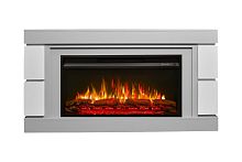 Каминокомплект ДЭНВЕР Серый камень/Белый с очагом Электроочаг PREMIER/ПРЕМЬЕР 36