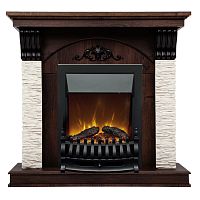 Каминокомплект CORFINO/МИЛАН Орех фактурный с очагом Электроочаг FOBOS ЛАЙТ/ФОБОС ЛАЙТ