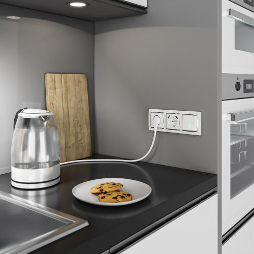 Розетка с заземлением, шторками и USBх2 (белая) W1171501 фото 7