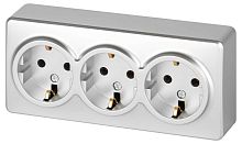 Розетка ЭРА Эксперт 11-2208-03 тройная с заземлением 3х2P+E Schuko IP20 16A-250В ОУ алюминий Б0063010