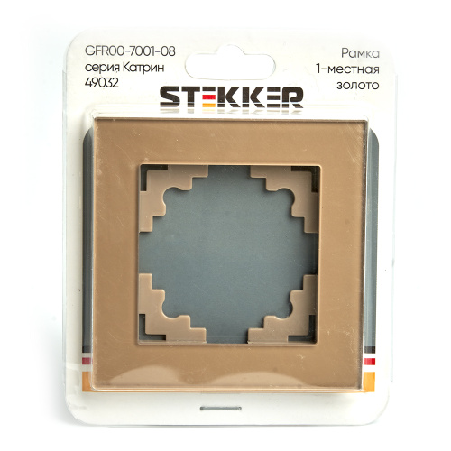 Рамка 1-местная, стекло, STEKKER GFR00-7001-08, серия Катрин, золото фото 3