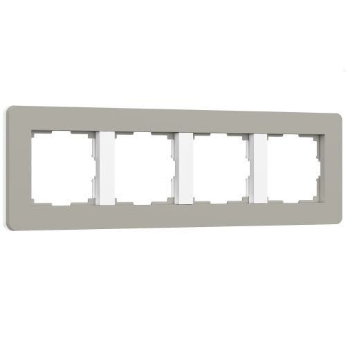 Рамка из поликарбоната на 4 поста Split дымчатый/белый, soft-touch W0043067