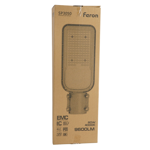 Светодиодный уличный консольный светильник Feron SP3050 80W 4000K 230V, серый фото 10