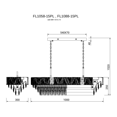 Люстра подвесная Delight Chrome FL1088-15PL фото 2 Люстра подвесная Delight Chrome FL1088-15PL фото 2