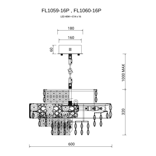 Люстра подвесная Majeste Chrome FL1059-16P фото 3
