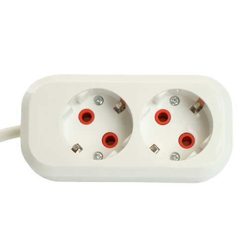 Удлинитель двухместный с/з  STEKKER HM06-21-02 3x1мм2, 2м, серия Home (У10-001), белый фото 3