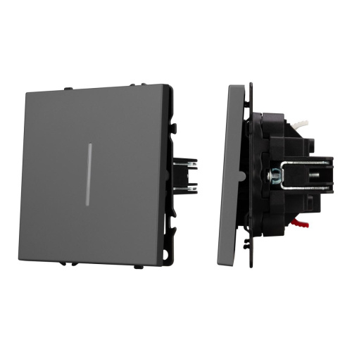 Механизм выключателя одноклавишный проходной LED SWT-NOBE-MKP1-SFPL-L-GR (230V, 10A) Arlight 054263