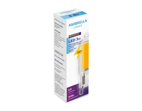 Лампа светодиодная филаментная Ambrella light G9 3W 4200K прозрачная 204521 фото 3