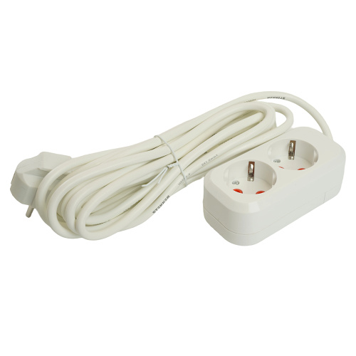 Удлинитель двухместный с/з  STEKKER HM06-21-05 3x1мм2, 5м, серия Home (У10-001), белый фото 5