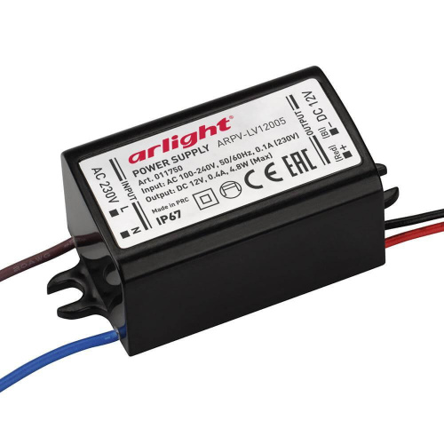 Блок питания Arlight ARPV-LV12005 12V 4,8W IP67 0,4A 011750 Блок питания Arlight ARPV-LV12005 12V 4,8W IP67 0,4A 011750