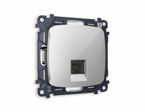 Комплект механизма компьютерной розетки AMBRELLA VOLT OMEGA Серебро глянец RJ-45(8P8C) CAT6 с шторкой QUANT (OP4120, VM188) MO412010