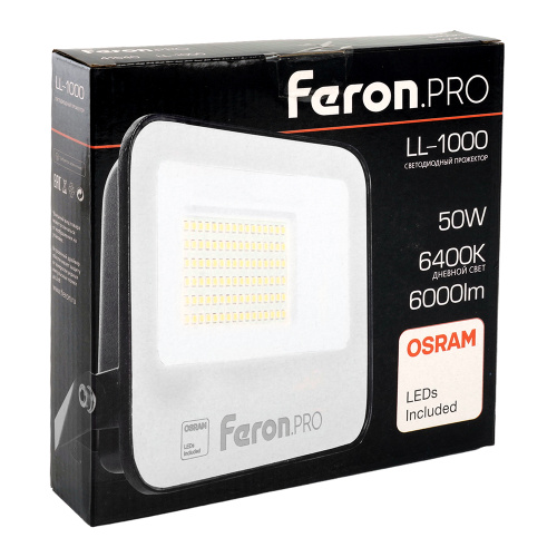 Светодиодный прожектор Feron.PRO LL-1000 IP65 50W 6400K черный фото 8 Светодиодный прожектор Feron.PRO LL-1000 IP65 50W 6400K черный фото 8