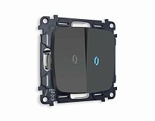 Комплект механизма 2-кл выключателя AMBRELLA VOLT с подсветкой 10000K OMEGA Графит мягкое касание QUANT (OP9040, VM115, G17B) MO904020