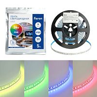 Светодиодная LED лента Feron LS501, 120SMD(3535)/м 11Вт/м 24V 5000*10*1.5мм RGB IP20