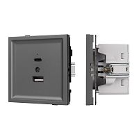 Механизм USB розетки SCT-TENDO-MUAC-SFPL-GR (5V, 3A, QC3) Arlight 054538
