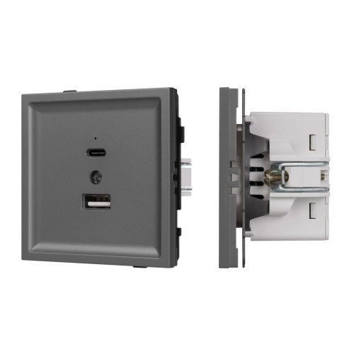 Механизм USB розетки SCT-TENDO-MUAC-SFPL-GR (5V, 3A, QC3) Arlight 054538