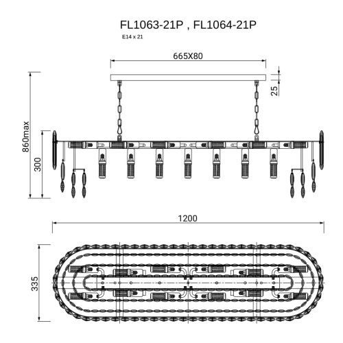 Люстра подвесная Сonstancia Chrome FL1064-21P фото 4