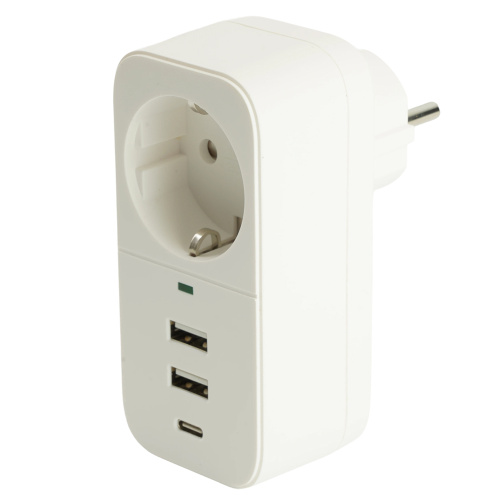 Сетевой фильтр 1-местный с/з STEKKER 250В, 16А,  2USB+1Type-C 2,4 A, серия Nova, HM81-11-1, белый фото 9